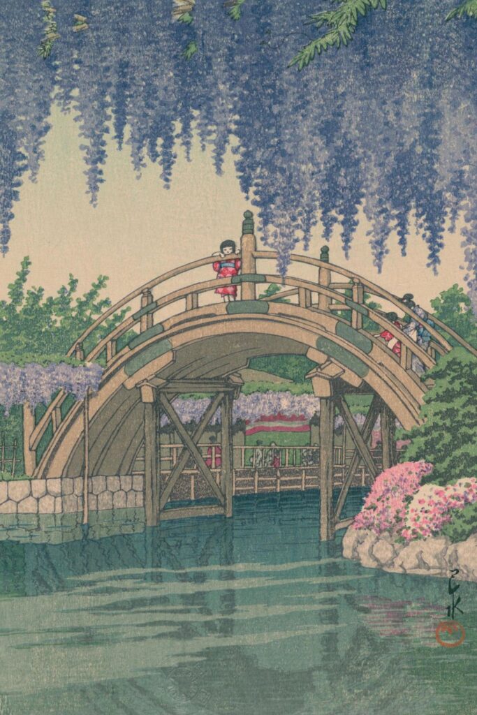 川瀬巴水『亀戸の藤』